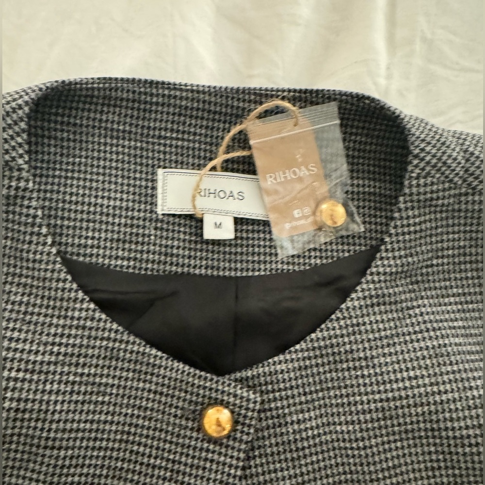 Gray Plaid Single Button Jacket - Picture 5 of 5